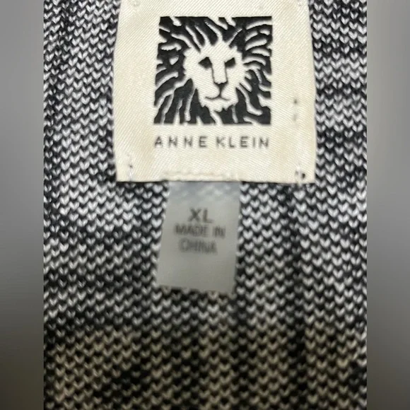 Anne Klein Black White Geometric Pattern Built In Tank Long Cardigan Sweater XL - Picture 6 of 8